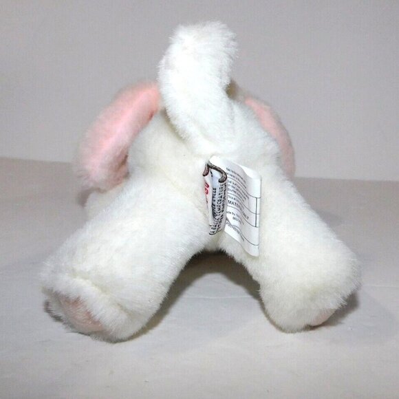 VTG 1989 Kinder GUND White Pink Plush Stuffed Rattle Puppy Dog 7" Baby Lovey - Picture 6 of 8